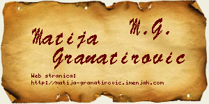 Matija Granatirović vizit kartica